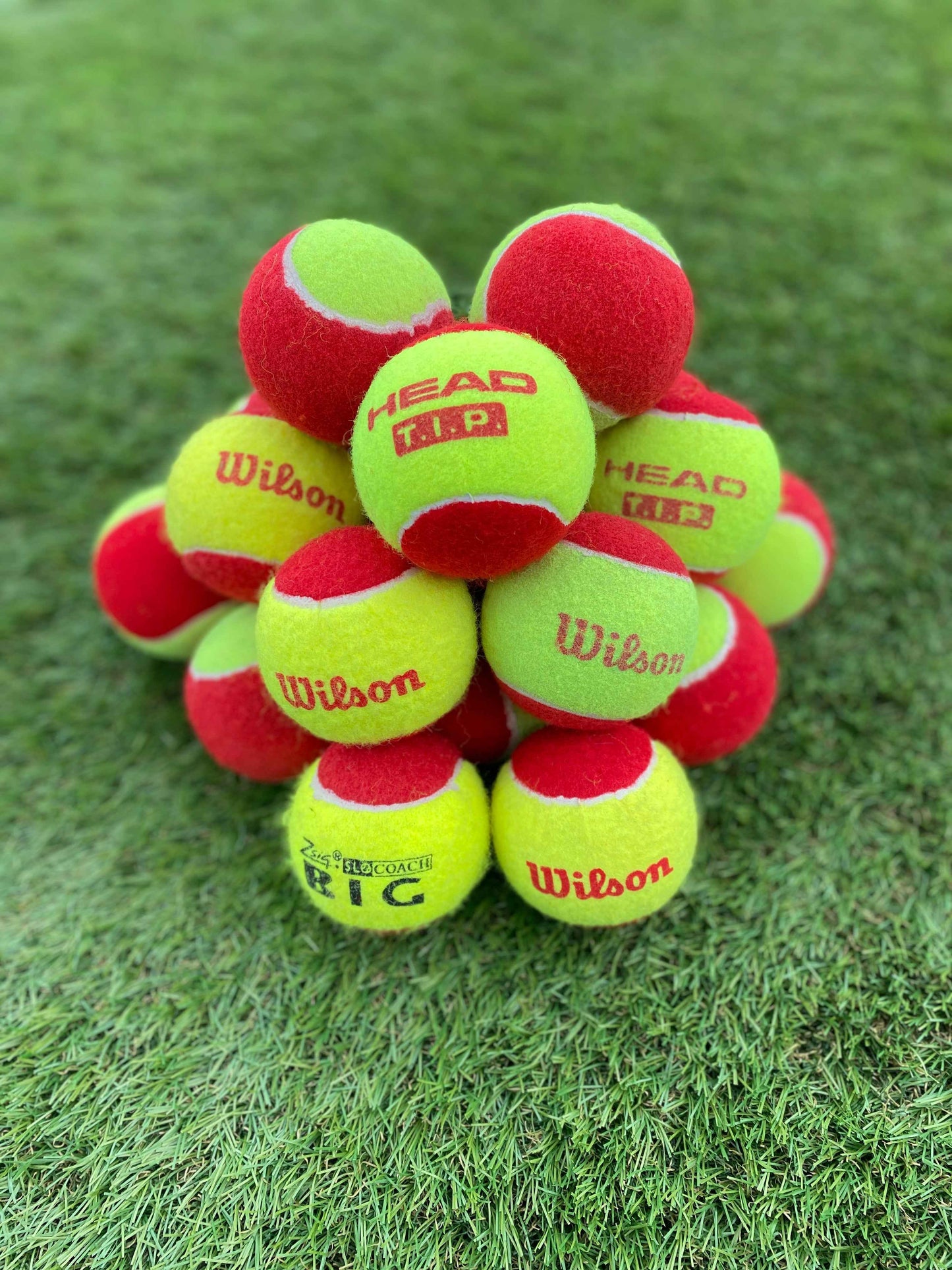 Red/Yellow Coloured Used Tennis Balls – Recycled Dog & Training Balls UK